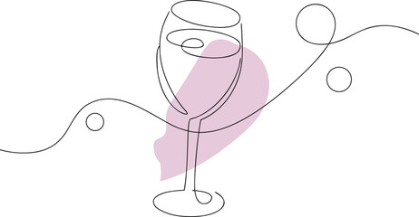 Wine glass abstract line art minimalist beverage