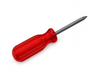 Red Phillips head screwdriver isolated PNG on transparent background, hand tool for construction and repair work