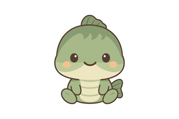 Cute kawaii dinosaur character design for kids' products and decor