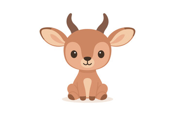 Cute cartoon deer with antlers on a white background