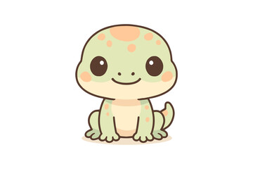 Obraz premium Cute kawaii baby dinosaur with polka dots on white background