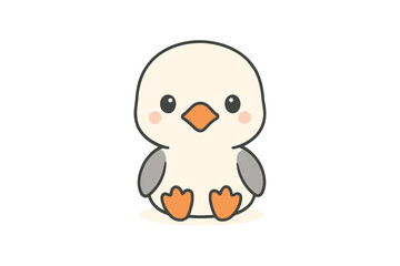 Cute kawaii penguin character on white background