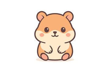 Adorable cartoon hamster character on white background