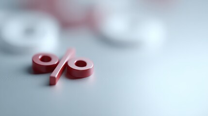 Close-up of percentage sign, 3D render, discount marketing theme