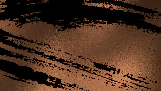 Abstract background of expressive black brush strokes, metallic copper frosted texture, dramatic contrast and luxurious grunge aesthetic.