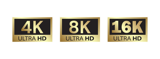Ultra HD gold labels vector illustration
