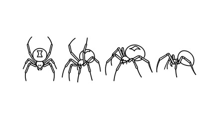 Fototapeta premium Simple linear spider icons set for web and design projects