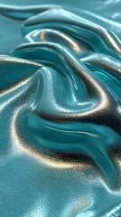 Abstract metallic turquoise fabric with shimmering highlights