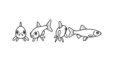 Linear goldfish evolution cycle with expressive faces