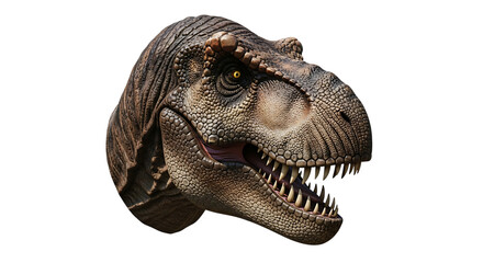 Realistic Tyrannosaurus Rex Head with Open Mouth and Sharp Teeth, isolated on a transparent background, cutout, PNG