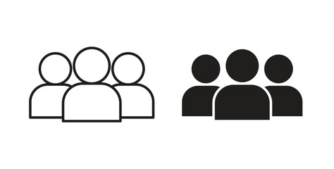Group icon flat vector illustration. Black Thin Line Icon Emblem Concept