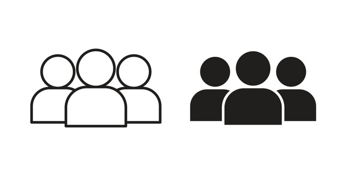 Group icon flat vector illustration. Black Thin Line Icon Emblem Concept