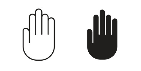 Obraz premium Hand icon flat vector illustration. Black Thin Line Icon Emblem Concept