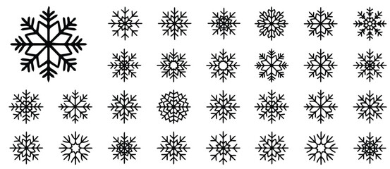 Elegant snowflake collection perfect for winter holiday promotions or creating festive Christmas and New Year designs now available for download