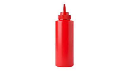 Obraz premium Bright Red Squeeze Bottle with Red Cap and Nozzle, isolated on a transparent background, cutout, PNG