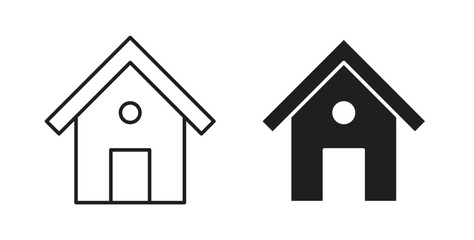 Obraz premium House icon flat vector illustration. Black Thin Line Icon Emblem Concept