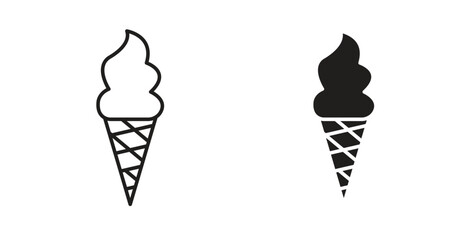 Ice cream icon flat vector illustration. Black Thin Line Icon Emblem Concept © Surya
