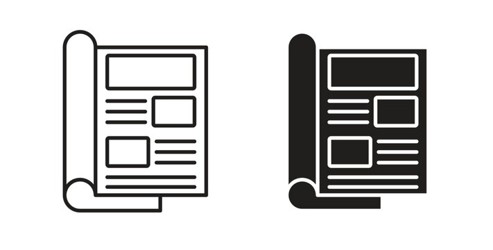Magazines icon flat vector illustration. Black Thin Line Icon Emblem Concept