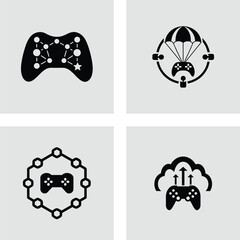 Set of gaming controller icons vector illustration of gamepad symbols for app and web design isolated on white background