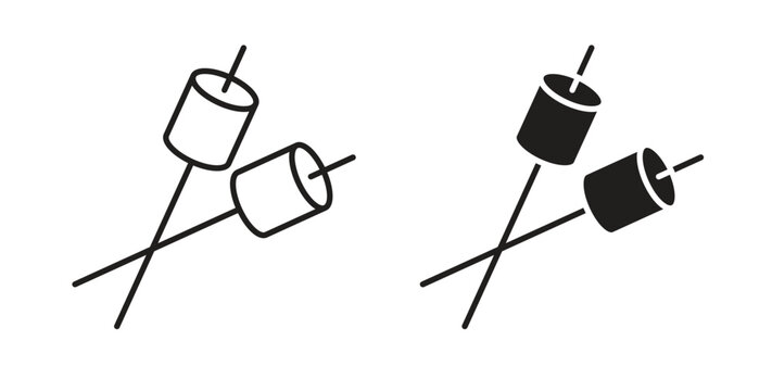 Marshmallow icon flat vector illustration. Black Thin Line Icon Emblem Concept