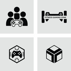 Set of gaming icons simple flat vector design elements for web and mobile apps isolated on white background