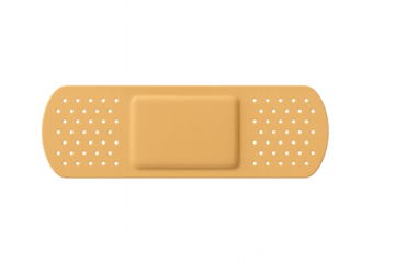 Adhesive bandage PNG isolated on transparent background, first aid plaster for wound care and medical treatment