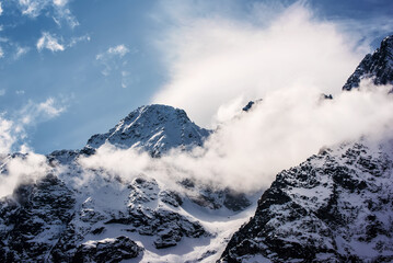 Mountain peaks near Morskie Oko Lake in Poland at Winter. Tatras range © Roxana