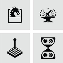 Set of game development icons flat vector glyph design elements isolated on white background for app and web design