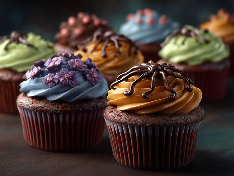 Halloween cupcakes with chocolate frosting