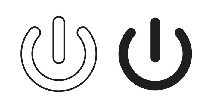 Power button icon flat vector illustration. Black Thin Line Icon Emblem Concept