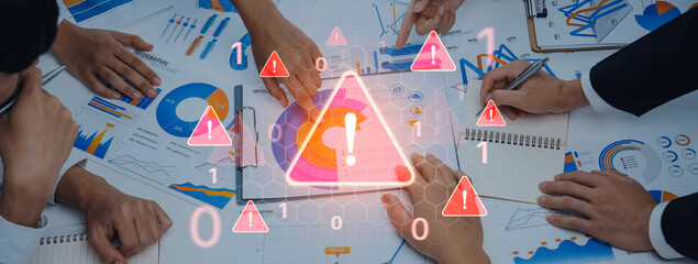 Concept of a critical security warning and system error. This alert signifies a significant...