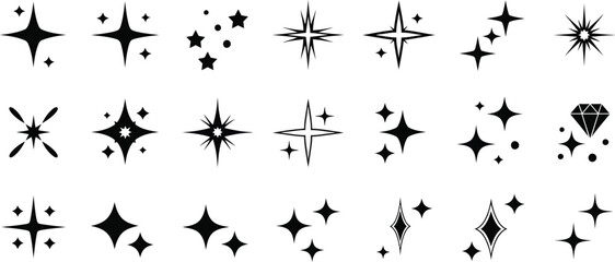 Collection of sparkle and starburst icons for design elements