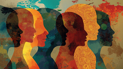 Vibrant conceptual illustration showing the unity of diverse human identities in a colorful display of cultural richness