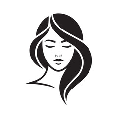 Elegant woman portrait with smooth facial features and long styled hair on clean white background