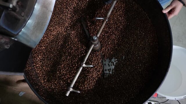 Roasting coffee beans in a local workshop for rich flavor and aroma