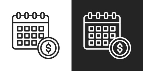 Calendar Icon In Black And White Line Style