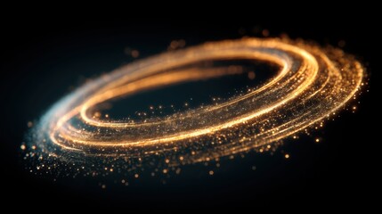 Glowing Spiral with Particles in Dark Background for Abstract Design