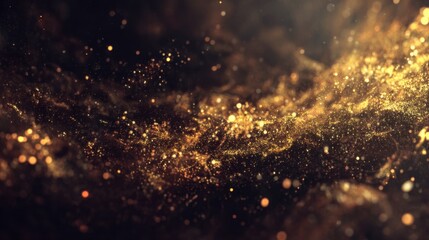 Stunning Abstract Gold Particles Glowing in Dark Background