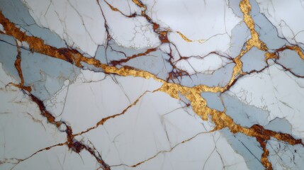 Elegant White Marble with Gold and Blue Veins for Interior Design