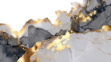 Elegant Abstract Marble Design with Gold Accents on White Background