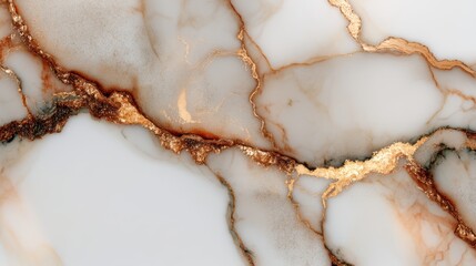 Elegant Marble Texture with Gold Veins and Creamy White Background