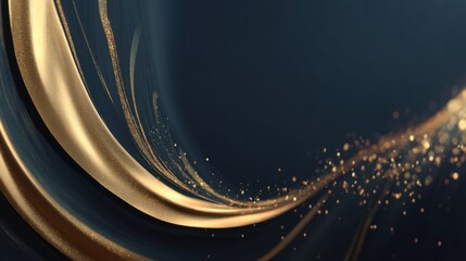 Elegant Golden Wave with Sparkles on Dark Background