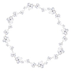 Botanical watercolor frame with floral arrangement. Illustration for greeting card, wedding template and holiday layout. Isolated composition for decoration and design.