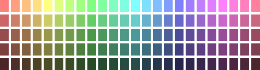 Multi-row color palette vector graphic with a spectrum of muted, pastel, and earthy hues transitioning from light to dark tones.