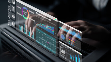 Finance dashboard with charts, calendar, and performance metrics for business cost management and...