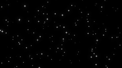 Falling white glitter stars and sparkling particle dust animation on black background, magical starlight confetti overlay for festive celebration and abstract cosmic effect element for design - Powered by Adobe