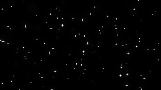 Falling white glitter stars and sparkling particle dust animation on black background, magical starlight confetti overlay for festive celebration and abstract cosmic effect element for design - Powered by Adobe