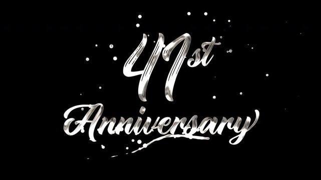 41st anniversary text animation in silver metallic effect. suitable for celebrating special occasions, invitations, anniversary cards and social media. Includes alpha channel for any background.