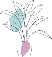 Plant with abstract color splashes potted plant leaves
