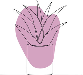 Potted succulent plant abstract line drawing line art